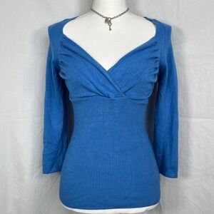 vintage y2k blue babydoll fitted long sleeve top